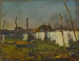 Carlo Paolo Agazzi, Clothes hanging, Oil on canvas on cardboard
