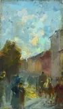 Giuseppe Solenghi, Street with carriages and figures