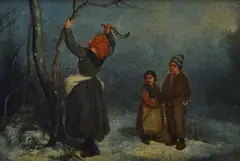 Angelo Inganni, Winter, Signature lower right.