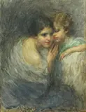 Attilio Andreoli, Maternal love, 1931, Signature and date lower left.