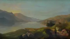 Ercole Calvi, Lake landscape, Signature lower right.