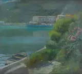 Nicola Fabbricatore, Glimpse of the lake, Signature lower right.