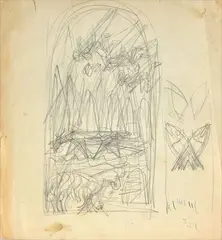 Study for composition by Fortunato Depero, Pencil on paper, offered Mar 2022