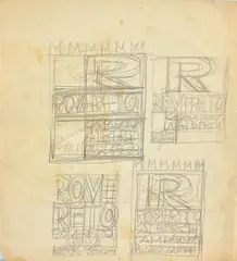 Campana Rovereto hotels (study for poster design) by Fortunato Depero, Pencil on paper, offered Mar 2022