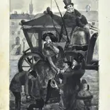 Remo Brindisi, The descent from the carriage, Signature lower right.
