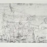 Remo Brindisi, The yard, 1941, Signature and date top left.