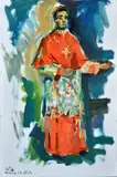 Dilvo Lotti, Study for the Portrait of the Cardinal, 1972, Signature and date lower left.