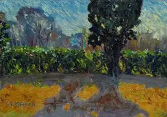 Landscape by Giovanni March, Sign at the bottom to the left. On the reverse: declaration of authenticity., offered Mar 2022