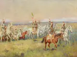 Alberto Rossi, Soldiers on horseback, Signature lower right. & Nbsp;