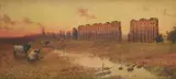 Federico Schianchi, Landscape with ruins, Sign at the bottom to the left. On the reverse: stamp Alexandre D'Atri & Sons