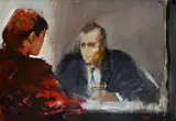 Alberto Sughi, Figure al caffè, oil on paper riportata on canvas