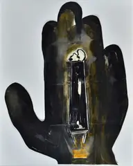 Enzo Cucchi, Senza titolo, sul verso: firma and data. Autentica dell'autore on foto. Esposizioni: