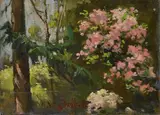 Giuseppe Vezzotto Alberti, Garden with flowers, Sign at the bottom to the left.