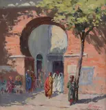 Antonio Ferrigno, Arab city gate, Signature lower right.