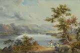 Giacinto Gigante, View with lake and figures