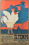 Franz Laskoff, Il Tempo advertising poster, Newspaper of the Christian Democracy, 1900, Sign at the bottom to the left. Officine Grafiche D. Coen & amp; C.