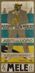 Franz Laskoff, Magazzini Mele advertising poster, 1900, Signature lower right. Editions G. Ricordi & amp; C.