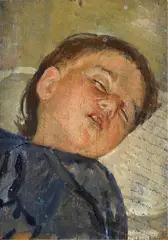 Sleeping baby by Silvestro Lega, 1865, Certificate of authenticity from the Matteucci Institute, offered Feb 2022