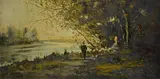 Ferruccio Rontini, Landscape with shepherd and flock, 1939, Signature and date lower right. & Nbsp;
