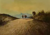 Ferruccio Rontini, Landscape with farmer and donkey, 1938, Signature and date lower right. & Nbsp;
