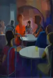 Eliano Fantuzzi, Figure al caffè (fronte); Volto di Cristo abbozzo a pastelli (verso)