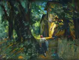 Emilio Gola, Paesaggio con contadina e casolare