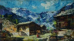 Mario Pobbiati, Paesaggio montano con baite