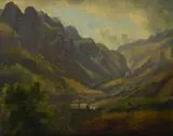 Giovan Battista Lelli, La vallata, oil on paper riportata on canvas