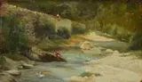 Carlo Mancini, Ruscello con pescatore