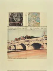 Pont Neuf, Wrapped by Christo, Sign at the bottom to the left. On the reverse: Lombardi Art Graphic stamp, offered Dec 2021