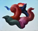 Leone Minassian, Form with fruit, 1972, Signature and date lower right.