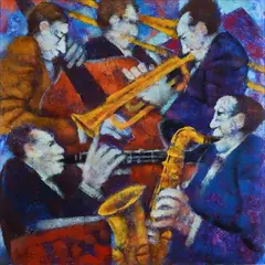 Jazz by Remo Squillantini, oil on panel, offered Dec 2021