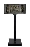 Nag Arnoldi, Stories of St. George (triptych), Bronze sculpture with three compartments on an iron base.
