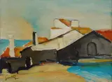 Sicilian landscape (Portopalo) by Renato Guttuso, 1958, Sign at the bottom to the left. On the reverse: Galleria del Girasole label, offered Dec 2021