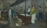 Cesare Breviglieri, Fish market, Signature lower right.