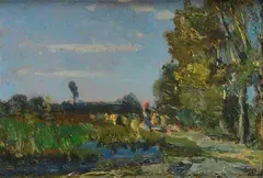 Landscape with figure by Beppe Ciardi, Signature lower right. On the reverse: signature., offered Dec 2021