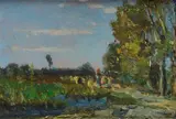 Landscape with figure by Beppe Ciardi, Signature lower right. On the reverse: signature., offered Dec 2021