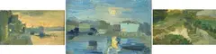 Landscape studies by Beppe Ciardi, three paintings bearing Emilia Ciardi's declaration of authenticity on the reverse, offered Dec 2021