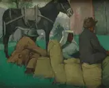 Domenico Colao, Rest of peasants, Oil on wood