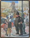 Aroldo Bonzagni, Piazza del Duomo, Sign at the bottom to the left.