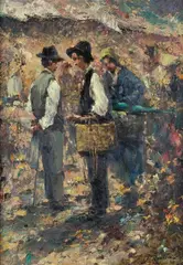 Market by Ferruccio Rontini, 1960, Signature and date lower right. On the reverse: signature, offered Dec 2021