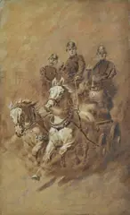 Firefighters by Sebastiano De Albertis, Watercolor ink and tempera on cardboard, offered Nov 2021