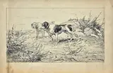 Alfredo Vaccari, Hounds, Signature lower right.