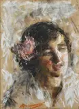 Antonio Mancini, Testa di donna con fiore