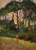 Castiglioncello - Tramonto nel bosco by Gino Paolo Gori, Sul verso: dedica con firma e data., offered Nov 2021