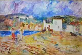 Plinio Nomellini, Paesaggio con figure e cavalli