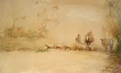 Paolo Sala, Gregge con pastori, watercolour on paper