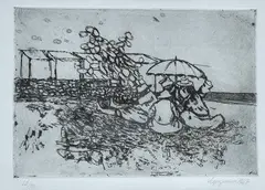 Beach by Renzo Vespignani, 1947, Signature and date in pencil lower right; edition lower left. On the reverse, offered Sep 2021