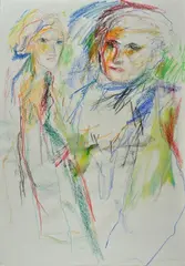 Figures by Ernesto Treccani, Signature lower right., offered Sep 2021