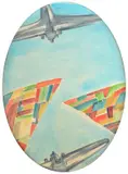 Olga Biglieri Barbara, Planes on patrol, 1935, Signature and date lower right.